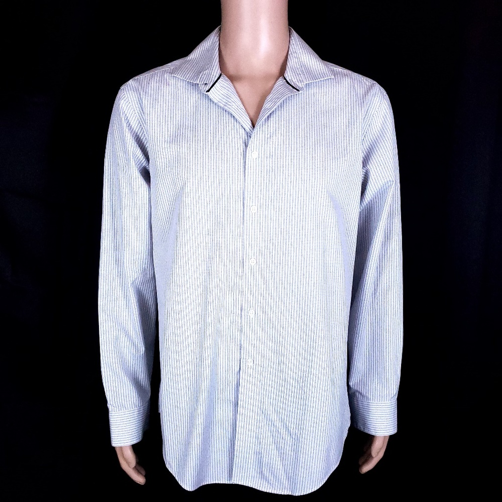 Calvin Klein Men Dress Shirts Slim Fit Non-Iron Cotton Check Multicolor Size 17